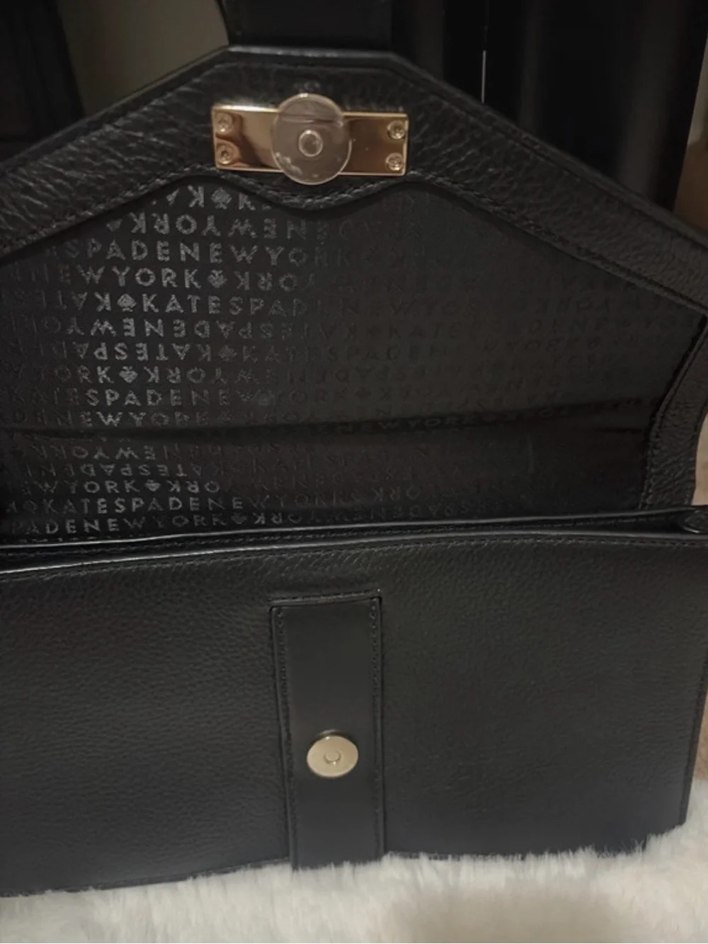 kate spade Black Leather Envelope Clutch